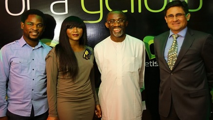 (L-r): Enitan Denloye, director, Brands & Communications, Etisalat Nigeria, Genevieve Nnaji, Nollywood screen diva and Etisalat Easyflex Ambassador, Hakeem Bello-Osagie, chairman, Etisalat Nigeria, and Matthew Willsher, acting chief executive officer, Etisalat Nigeria, Etisalat’s ‘Half of a Yellow Sun’ Private Screening held in Lagos, recently.